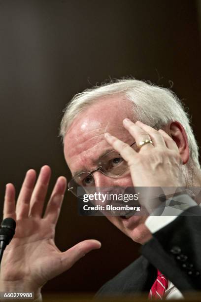 Jeffrey Rosen, deputy transportation secretary nominee for U.S. President Donald Trump, speaks during a Senate Transportation, Science and...