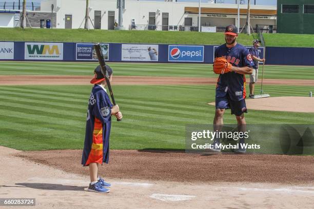 Houston Astros Star Pitcher Lance McCullers surprises eight year old Cancer survivor Andrew Dawson for a day in the Life of the Astros at The...