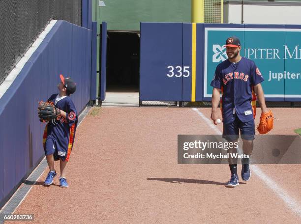 Houston Astros Star Pitcher Lance McCullers surprises eight year old Cancer survivor Andrew Dawson for a day in the Life of the Astros at The...