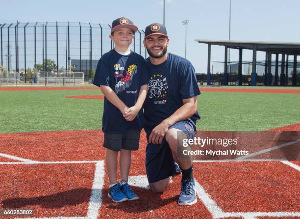 Houston Astros Star Pitcher Lance McCullers surprises eight year old Cancer survivor Andrew Dawson for a day in the Life of the Astros at The...