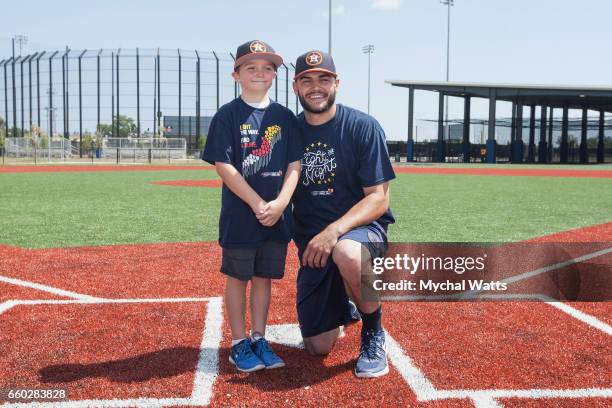 Houston Astros Star Pitcher Lance McCullers surprises eight year old Cancer survivor Andrew Dawson for a day in the Life of the Astros at The...