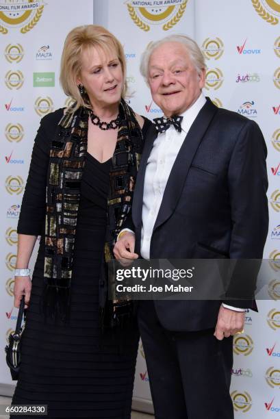 Gill Hinchcliffe and Sir David Jason attend the National Film Awards at Porchester Hall on March 29, 2017 in London, United Kingdom.