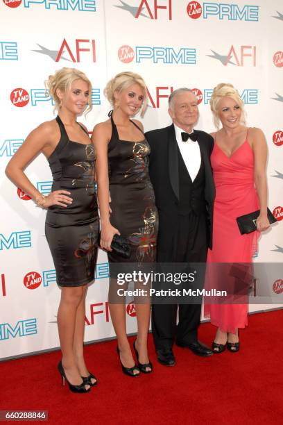 Karissa Shannon, Kristina Shannon, Hugh Hefner and Crystal Harrison attend 37th Annual AFI Lifetime Achievement Awards at Sony Pictures Studios on...