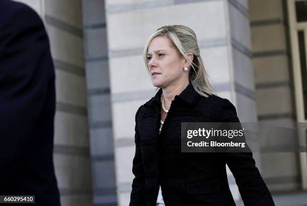 Bridget Anne Kelly, former deputy chief of staff for New Jersey Governor Chris Christie, exits federal court after sentencing in Newark, New Jersey,...