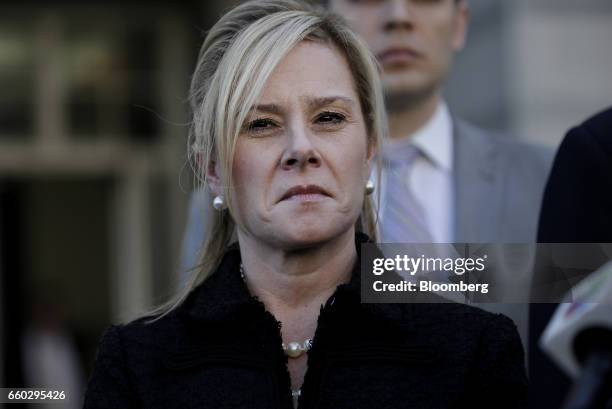Bridget Anne Kelly, former deputy chief of staff for New Jersey Governor Chris Christie, exits federal court after sentencing in Newark, New Jersey,...