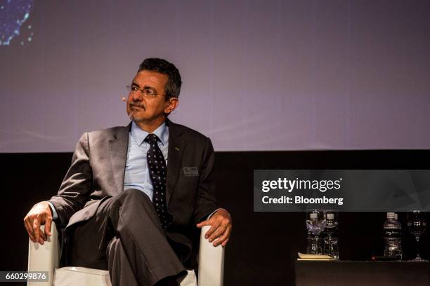 Mauricio Antonio Lopes, president of Empresa Brasileira de Pesquisa Agropecuaria , listens during the Global Agribusiness Forum in Sao Paulo, Brazil,...