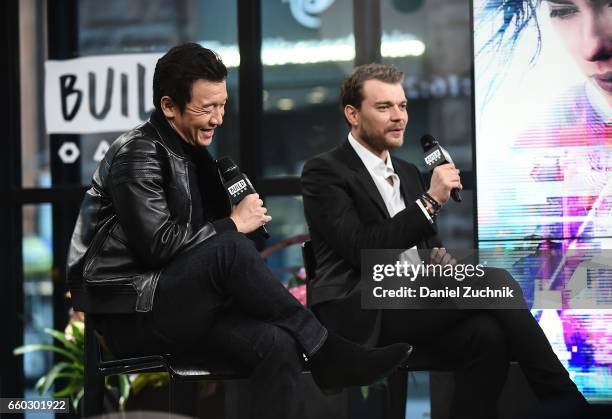 Chin Han and Pilou Asbaek attend the Build Series to discuss the film 'Ghost in the Shell' at Build Studio on March 29, 2017 in New York City.