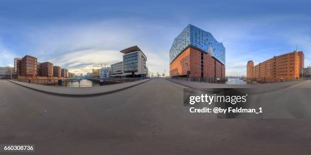 360 ° around the elbhilharmonie, hamburg - virtuelle realität imagens e fotografias de stock