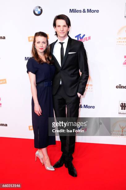 German actress Alice Dwyer and her boyfriend german actor Sabin Tambrea attend the Jupiter Award at Cafe Moskau on March 29, 2017 in Berlin, Germany.
