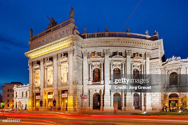 burgtheater at dusk - burgtheater wien stock pictures, royalty-free photos & images