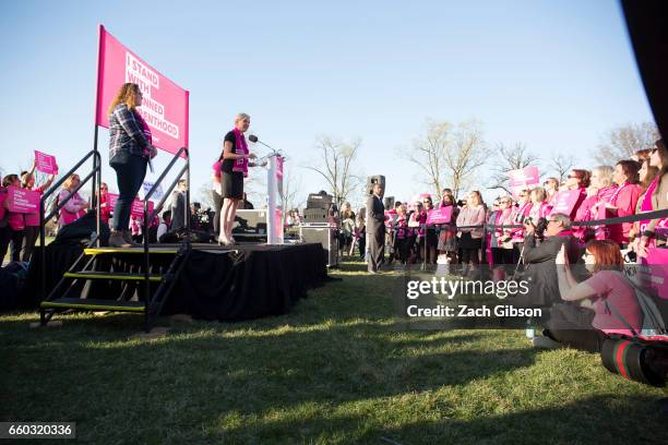 Planned Parenthood Action Fund President Cecile Richards speaks during a rally opposing attempts to defund Planned Parenthood March 29, 2017 on...