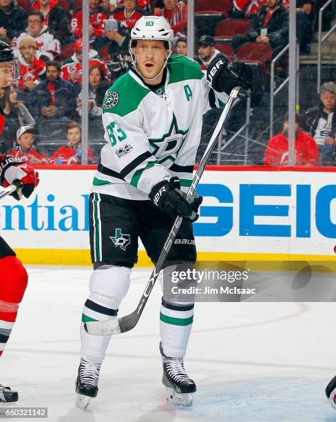 Ales Hemsky of the Dallas Stars in action against the New Jersey Devils on March 26, 2017 at Prudential Center in Newark, New Jersey. The Stars...