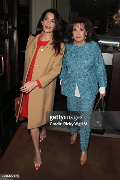 Amal Clooney and Baria Alamuddin arrive at Villandry restaurant after attending International crimes in Syria and Iraq - Chatham House discussion on...