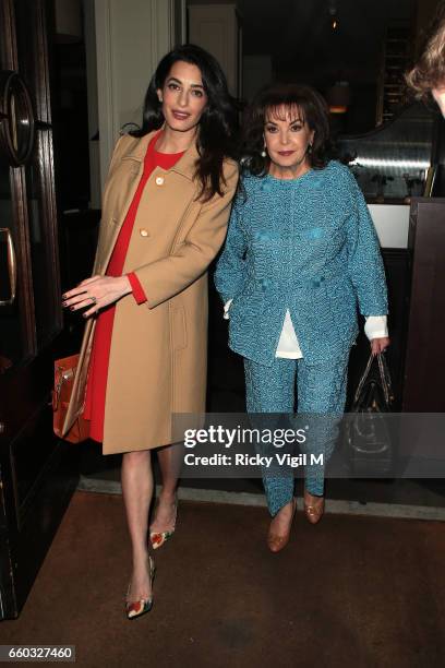 Amal Clooney and Baria Alamuddin arrive at Villandry restaurant after attending International crimes in Syria and Iraq - Chatham House discussion on...