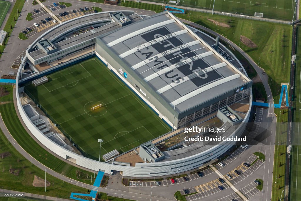 Aerial photograph of Manchester City's Football Performance Centre, Greater Manchester