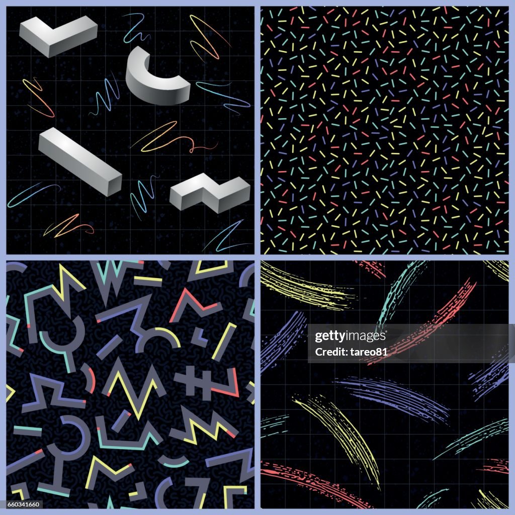 4 Seamless 80s Pattern Tiles