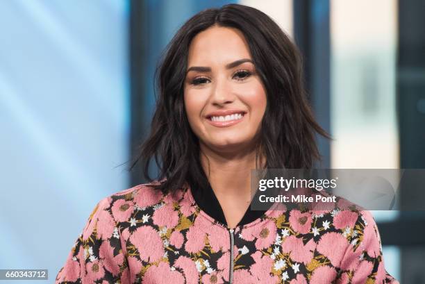 Demi Lovato attends Build Series to discuss "Smurfs: The Lost Village" at Build Studio on March 20, 2017 in New York City.