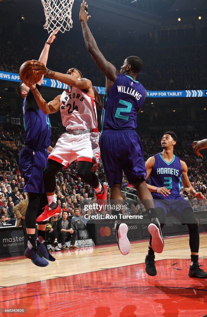 Norman Powell of the Toronto Raptors goes for a lay up against the ...