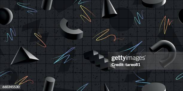 seamless 80s pattern tile - black diamond stock illustrations