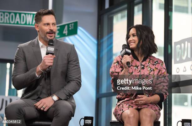 Joe Manganiello and Demi Lovato attend Build Series to discuss "Smurfs: The Lost Village" at Build Studio on March 20, 2017 in New York City.
