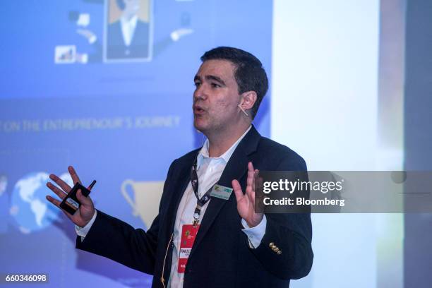 Franklin Luzes Jr., chief operating officer of Microsoft Participacoes Ltd., speaks during the Global Agribusiness Forum in Sao Paulo, Brazil, on...