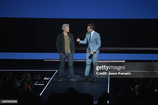 Max Joseph and Casey Neistat speak onstage during Samsung Creators Unpacked at Lincoln Center on March 29, 2017 in New York City.