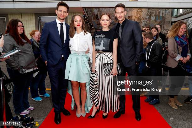 August Wittgenstein, Sonja Gerhardt, Emilia Schuele and Vladimir Burlakov attend the Jupiter Award at Cafe Moskau on March 29, 2017 in Berlin,...