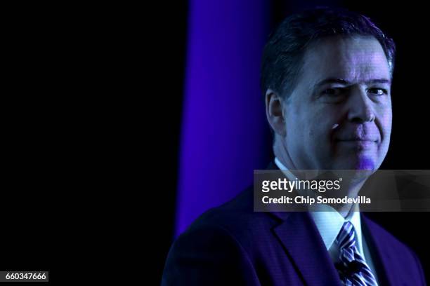Federal Bureau of Investigation Director James Comey delivers the keynote remarks at the Intelligence and National Security Alliance Leadership...