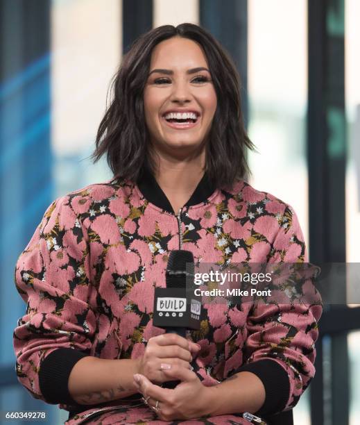 Demi Lovato attends Build Series to discuss "Smurfs: The Lost Village" at Build Studio on March 20, 2017 in New York City.