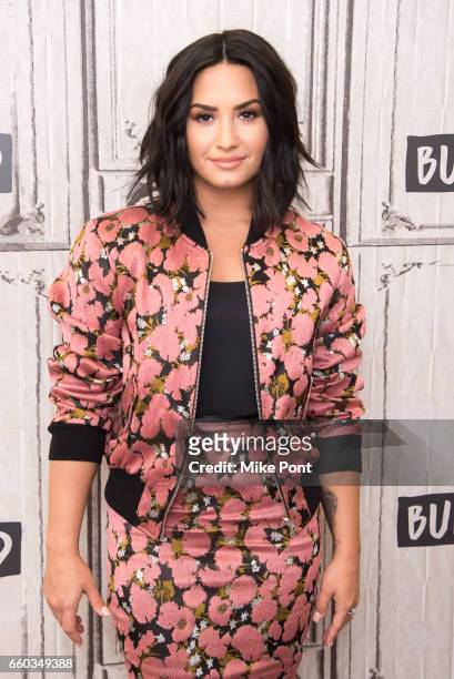 Demi Lovato attends Build Series to discuss "Smurfs: The Lost Village" at Build Studio on March 20, 2017 in New York City.