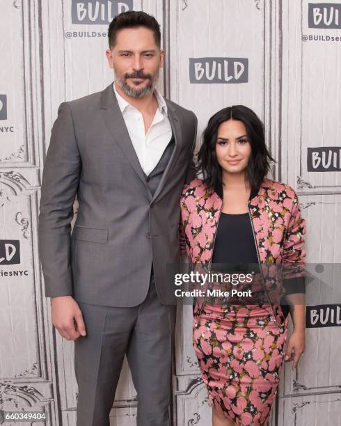 Joe Manganiello and Demi Lovato attend Build Series to discuss "Smurfs: The Lost Village" at Build Studio on March 20, 2017 in New York City.