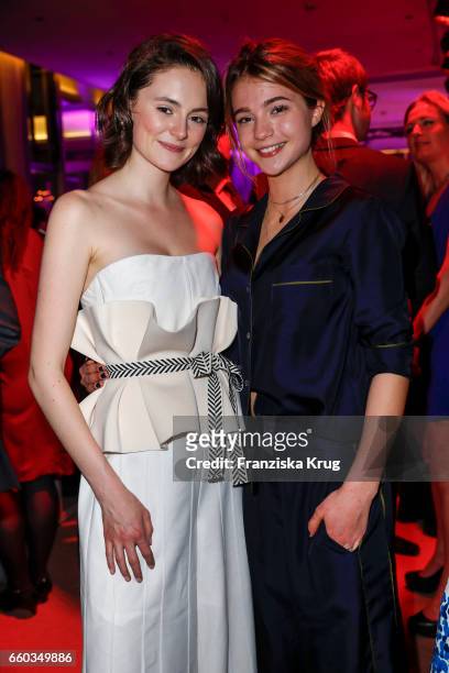 Lea van Acken and Lisa-Marie Koroll attend the Jupiter Award at Cafe Moskau on March 29, 2017 in Berlin, Germany.