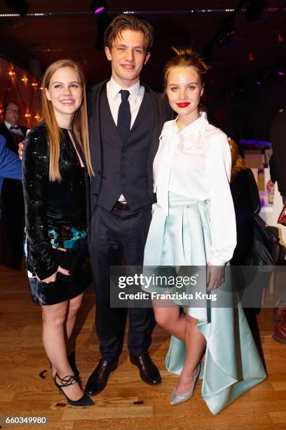 Alicia von Rittberg, Jannis Niewoehner and Sonja Gerhardt attend the Jupiter Award at Cafe Moskau on March 29, 2017 in Berlin, Germany.