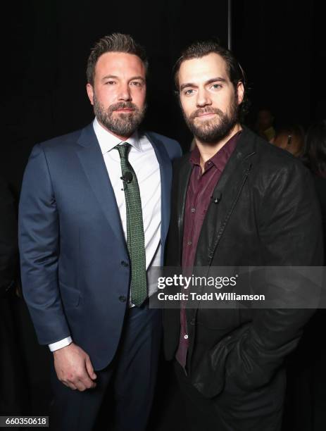 Actors Ben Affleck and Henry Cavill at CinemaCon 2017 Warner Bros. Pictures Invites You to The Big Picture, an Exclusive Presentation of our...