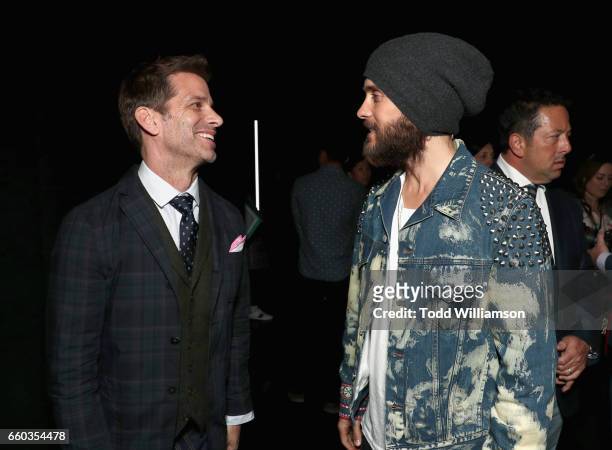 Director Zack Snyder and actor Jared Leto at CinemaCon 2017 Warner Bros. Pictures Invites You to The Big Picture, an Exclusive Presentation of our...
