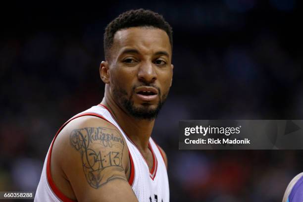 Toronto Raptors guard Norman Powell . Toronto Raptors vs Charlotte Hornets in 2ndhalf action of NBA regular season play at Air Canada Centre. Raptors...