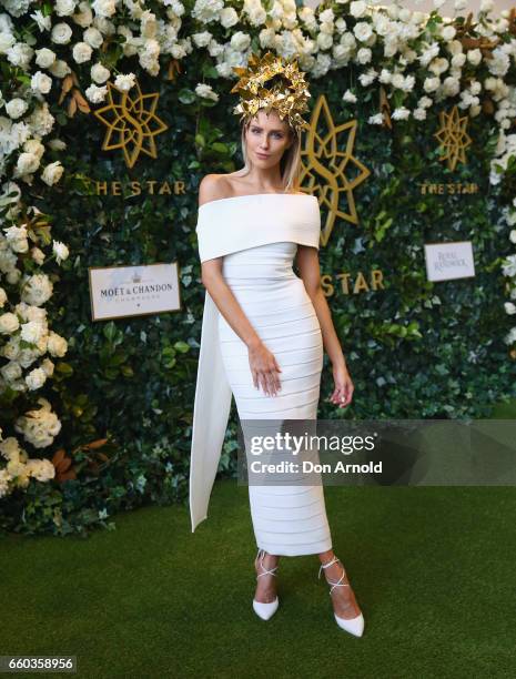 Erin Holland arrives ahead of the Star Doncaster Mile Inaugural Luncheon at The Star on March 30, 2017 in Sydney, Australia.