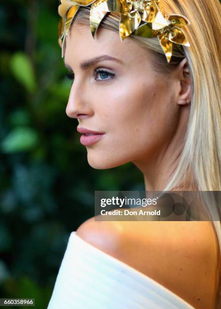 Erin Holland arrives ahead of the Star Doncaster Mile Inaugural Luncheon at The Star on March 30, 2017 in Sydney, Australia.