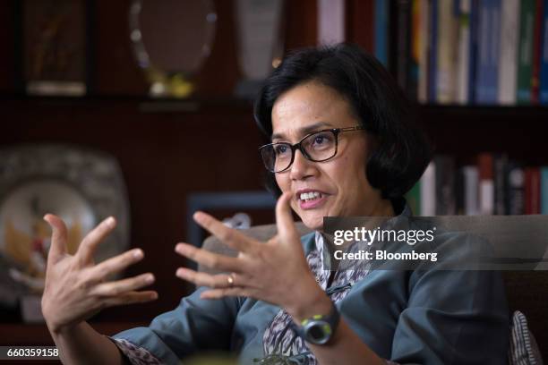 Sri Mulyani Indrawati, Indonesia's minister of finance, speaks during an interview in Jakarta, Indonesia, on Monday, Feb. 13, 2017. Since...