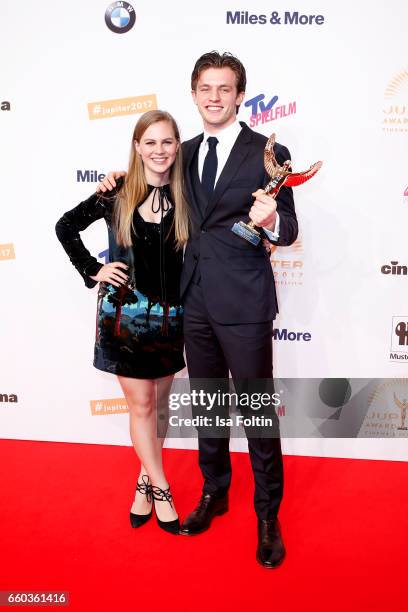 German actress Alicia von Rittberg and german actor and award winner Jannis Niewoehner attend the Jupiter Award at Cafe Moskau on March 29, 2017 in...