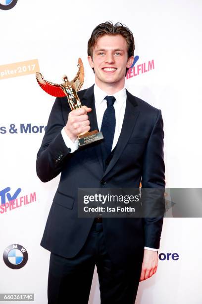 German actor and award winner Jannis Niewoehner attends the Jupiter Award at Cafe Moskau on March 29, 2017 in Berlin, Germany.