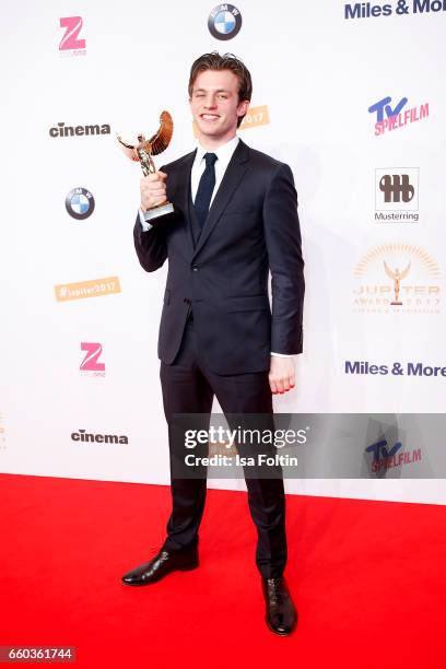 German actor and award winner Jannis Niewoehner attends the Jupiter Award at Cafe Moskau on March 29, 2017 in Berlin, Germany.