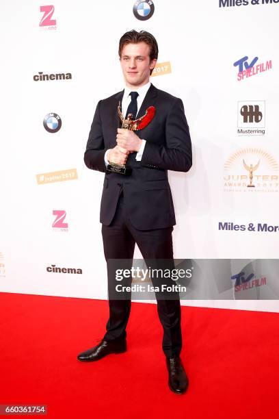 German actor and award winner Jannis Niewoehner attends the Jupiter Award at Cafe Moskau on March 29, 2017 in Berlin, Germany.