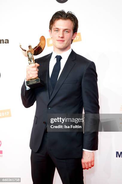 German actor and award winner Jannis Niewoehner attends the Jupiter Award at Cafe Moskau on March 29, 2017 in Berlin, Germany.