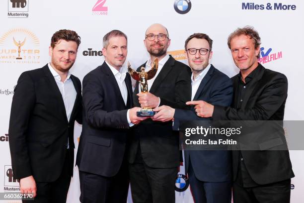 Directors and award winners Dennis Gansel, Christian Becker, Philipp Stoelzl, Felix Wendlandt and Christoph Mueller attend the Jupiter Award at Cafe...