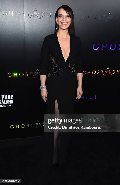 Juliette Binoche attends the 'Ghost In The Shell' premiere hosted by Paramount Pictures & DreamWorks Pictures at AMC Lincoln Square Theater on March...