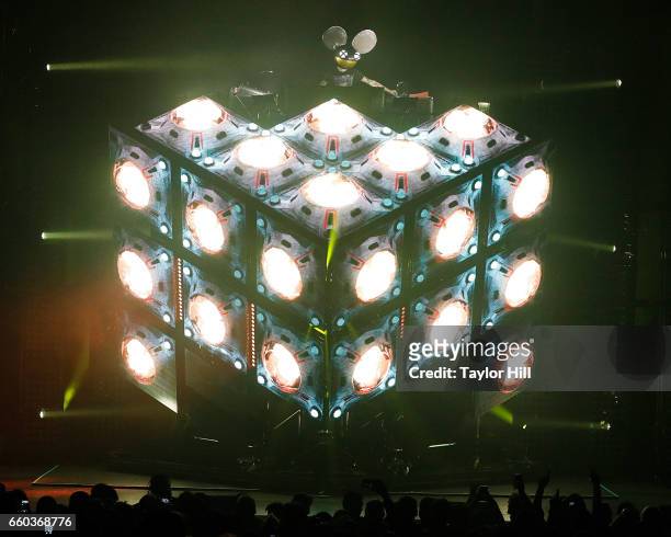 Deadmau5 performs during the "Lots of Shows in a Row" tour opener at Hammerstein Ballroom on March 29, 2017 in New York City.