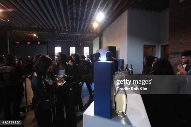 View of the crowd at the Italia Independent x adidas Originals Limited Edition 70's Inspired Collection Launch Event at Pioneer Works on March 29,...