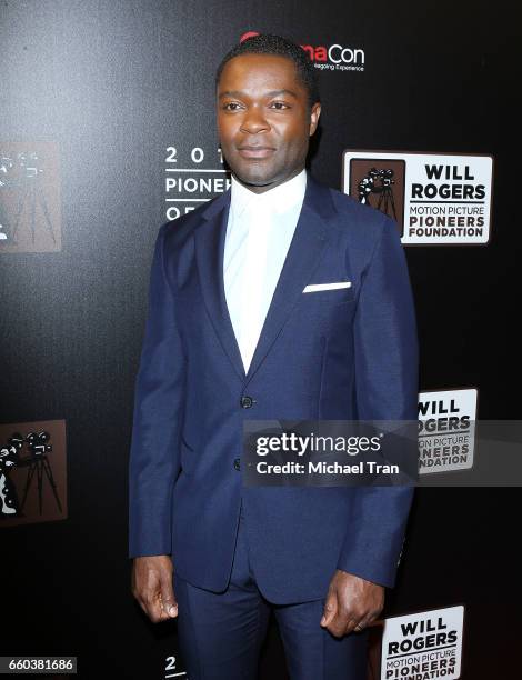 David Oyelowo arrives at the CinemaCon 2017 - Pioneer Dinner held at The Colosseum at Caesars Palace during CinemaCon, the official convention of the...