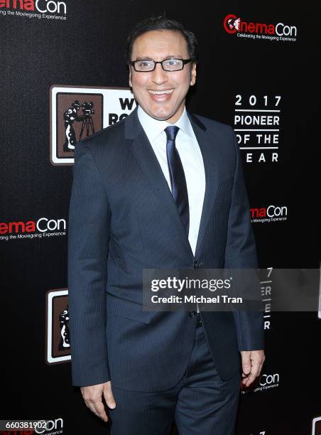 Aasif Mandvi arrives at the CinemaCon 2017 - Pioneer Dinner held at The Colosseum at Caesars Palace during CinemaCon, the official convention of the...